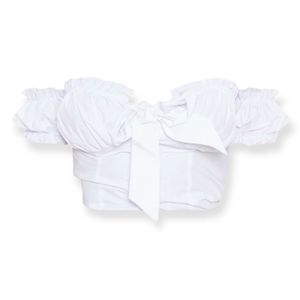 Petite White Frill Detail Crop Blouse